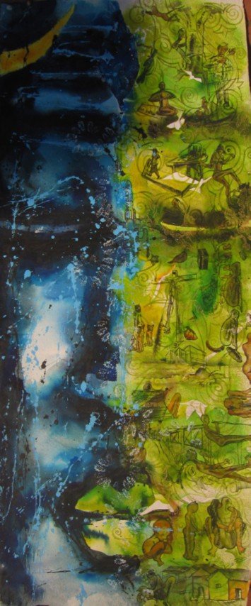 Life - watercolour on paper - 30" x 72"