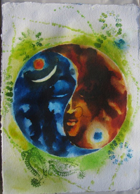 Shivashakti - watercolour on paper - 22" x 28"