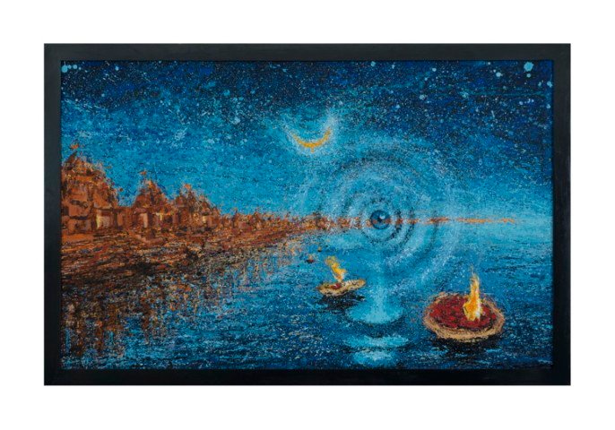 Varanasi blues 2 - acrylic on canvas - 42" x 52"